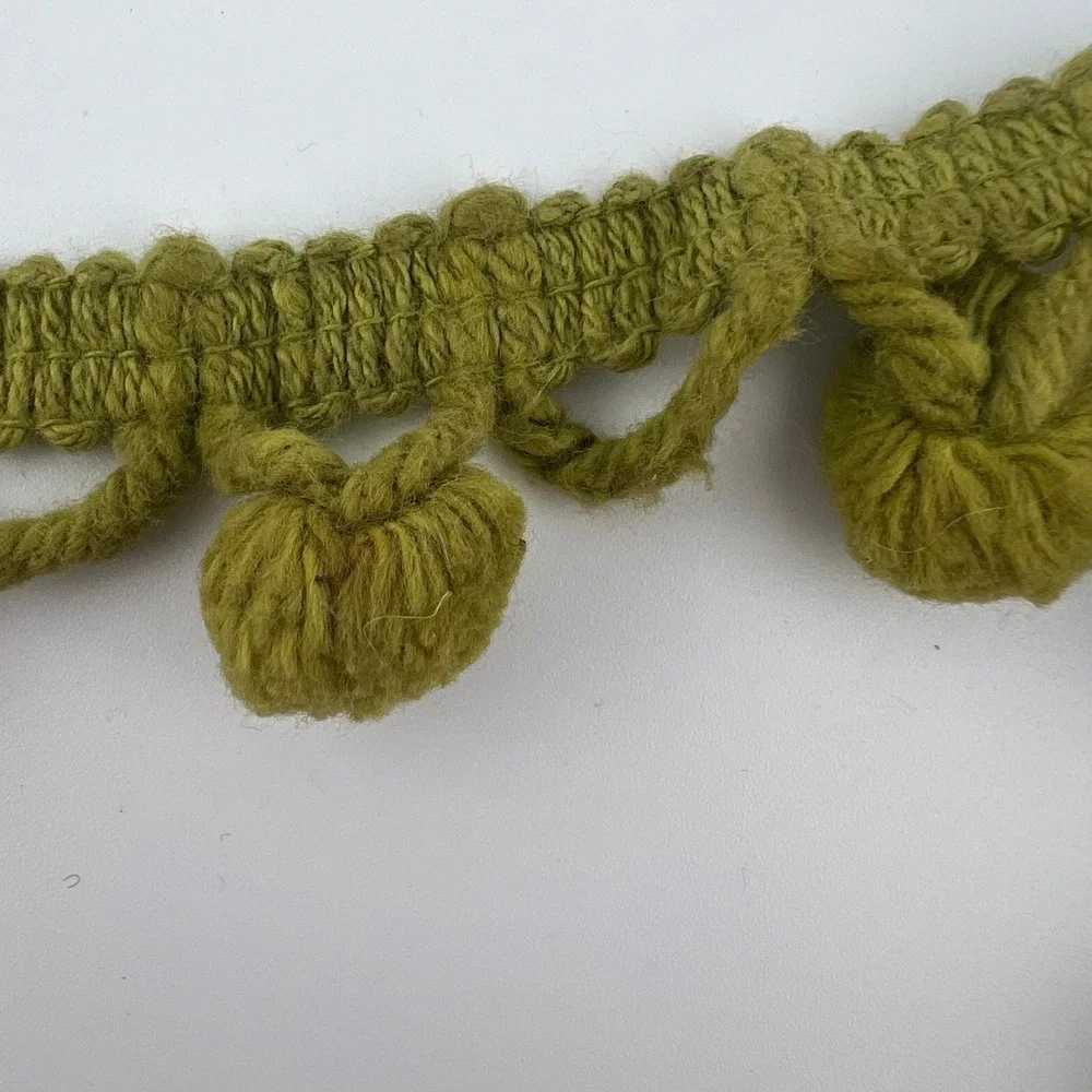 Vintage‎ Pom Pom Trim Fringe Olive Green Craft Sewing Upholstery Lot